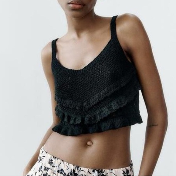 Zara Crochet Crop Knit Tank Size M - Picture 1 of 7